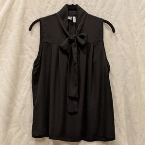 Black Bow-Neck Blouse